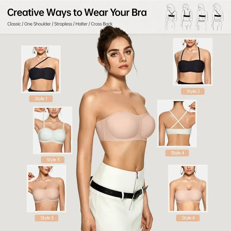Final 3 Hours: 50%OFF🔥 Womens Strapless Bras Push Up Bandeau Bra
