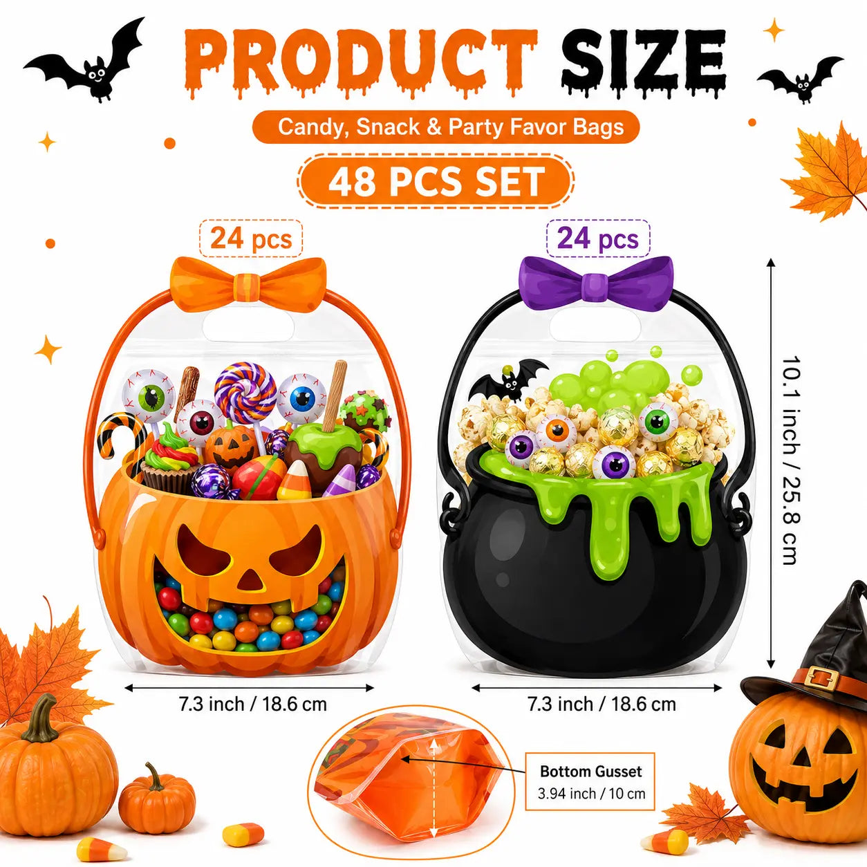 48pcs(24 pumpkin+24 poison)
