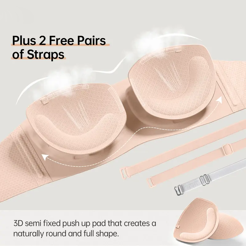 Final 3 Hours: 50%OFF🔥 Womens Strapless Bras Push Up Bandeau Bra
