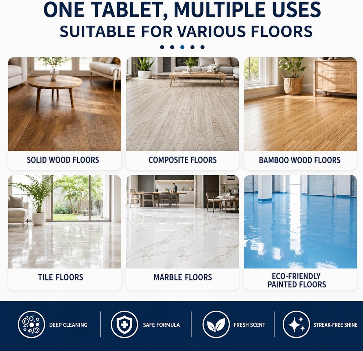 100-Pieces♻️Multi-Surface Antibacterial Cleaner for Hardwood, Tile & Laminate