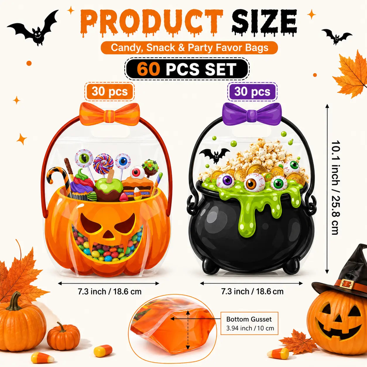 60pcs(30 pumpkin+30 poison)