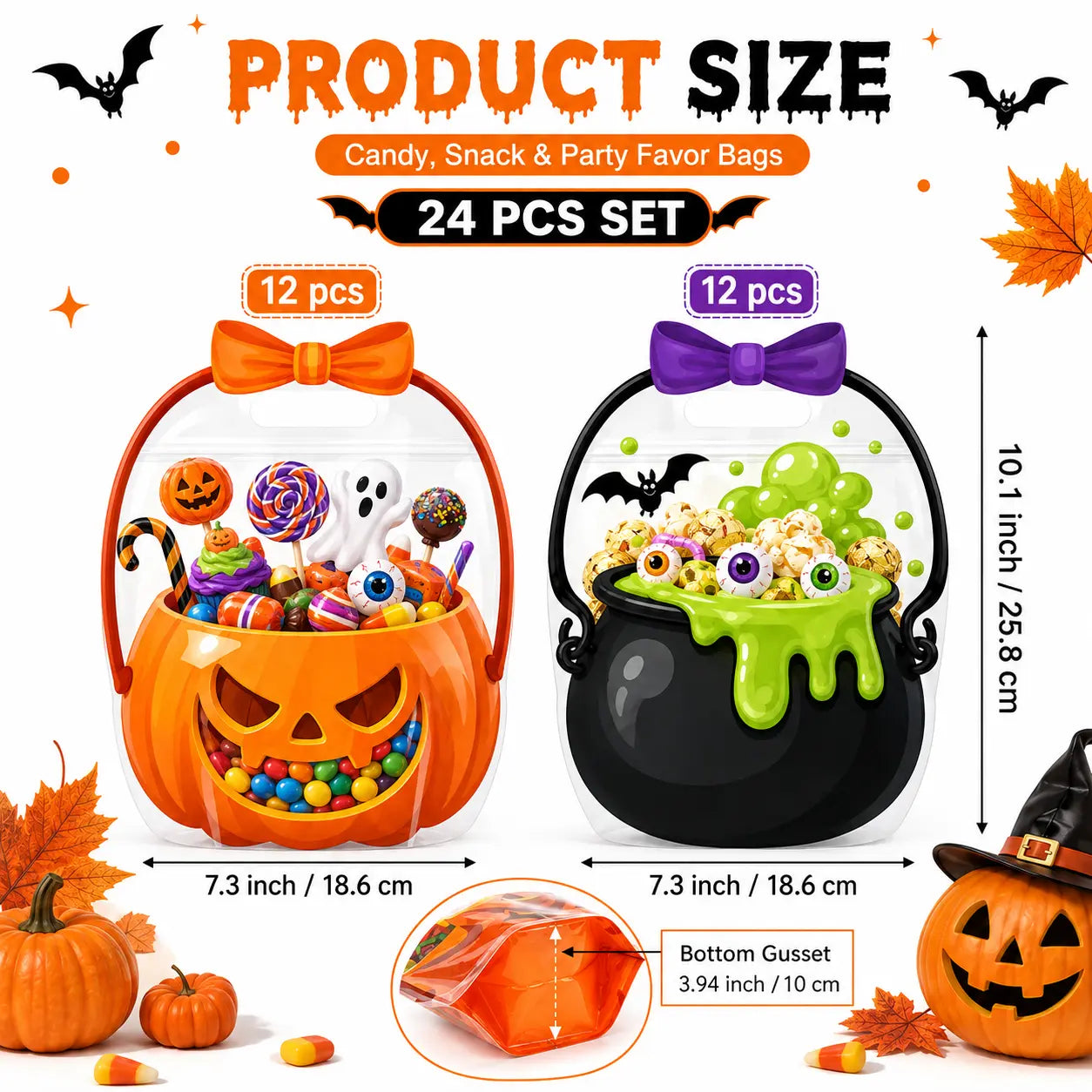 24pcs(12 pumpkin+12 poison)