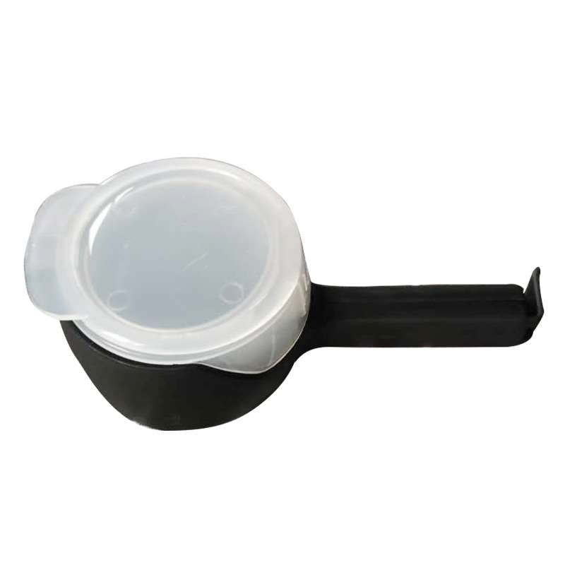 Black food bag clip with pouring spout, product color photo