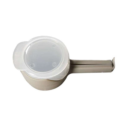 Greige food bag clip with pouring spout, product color photo