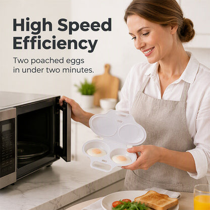 🍳 Dual Cavity Microwave Egg Poacher – Quick Oil-Free Cooking, Food-Grade PP & Versatile Kitchen Essential 💫
