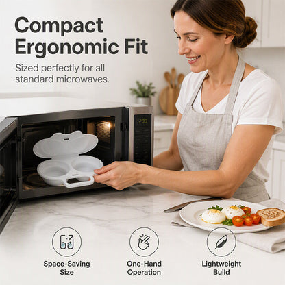 🍳 Dual Cavity Microwave Egg Poacher – Quick Oil-Free Cooking, Food-Grade PP & Versatile Kitchen Essential 💫