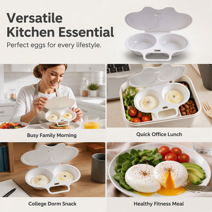 🍳 Dual Cavity Microwave Egg Poacher – Quick Oil-Free Cooking, Food-Grade PP & Versatile Kitchen Essential 💫