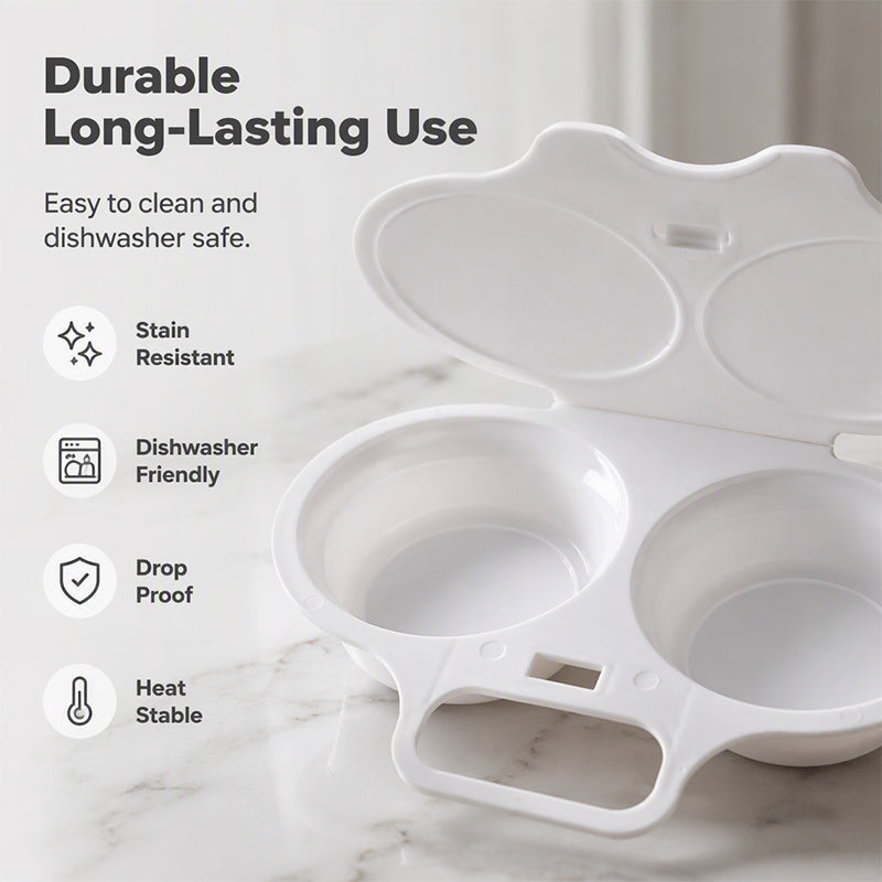 🍳 Dual Cavity Microwave Egg Poacher – Quick Oil-Free Cooking, Food-Grade PP & Versatile Kitchen Essential 💫